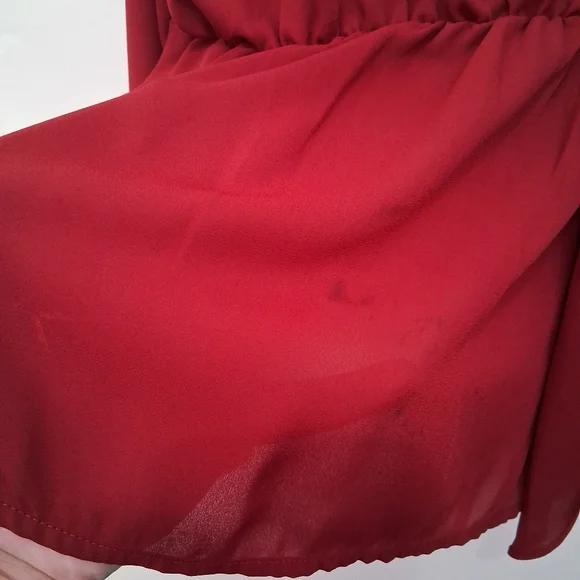 5/$10⚪️Forever 21 Red Burgundy Tie-Front Blouse - Picture 7 of 7